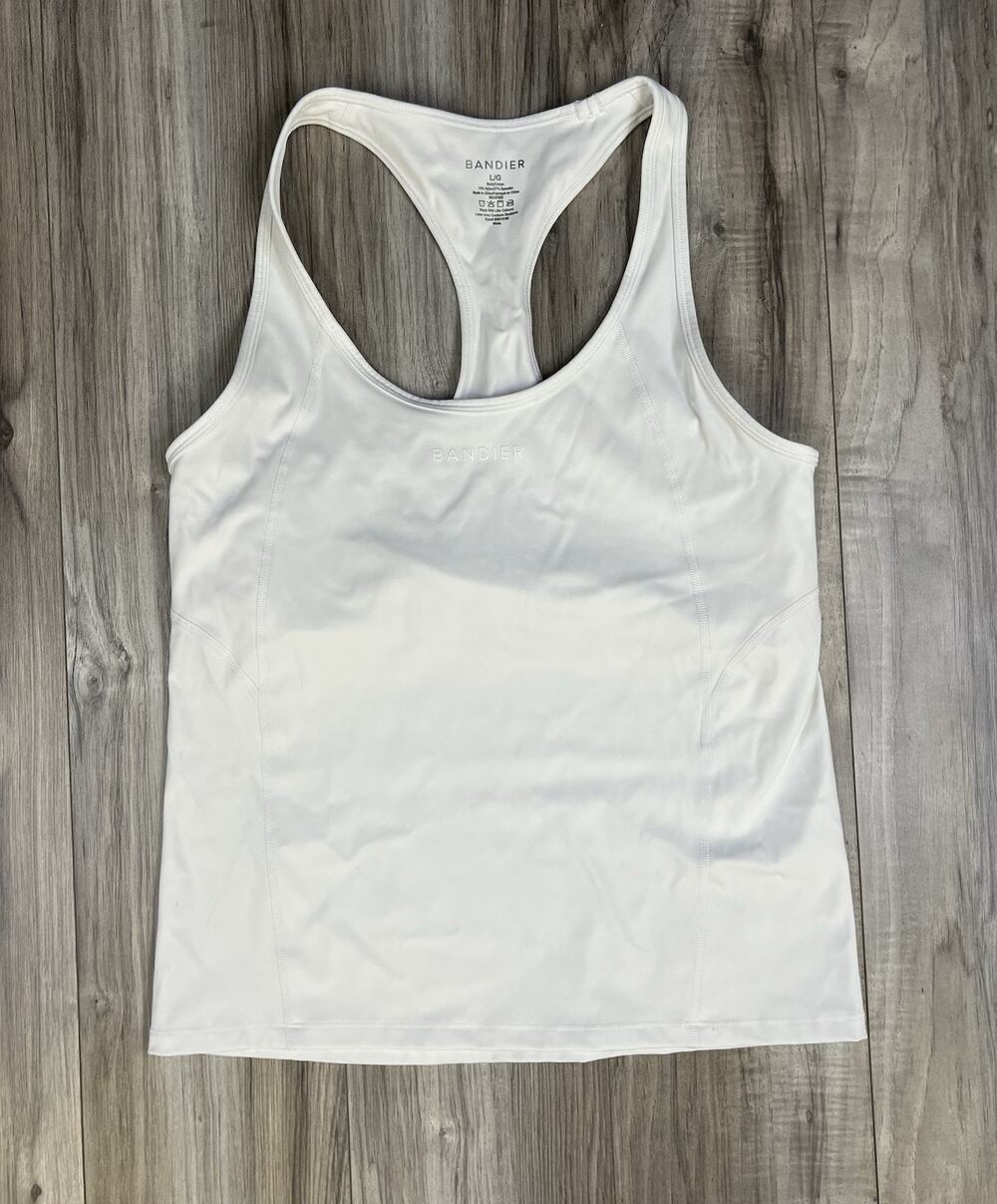 Bandier Performance Racerback Tank Top White Womens Large Activewear NEW